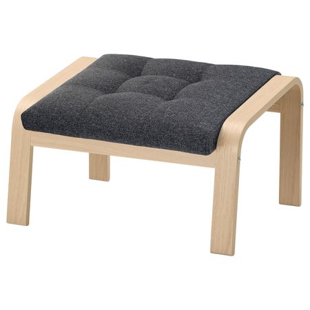Табурет для ног, дубовый шпон, беленый/Гуннаред темно-серый IKEA POÄNG ПОЭНГ 694.373.96