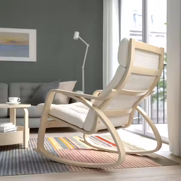POÄNG Кресло-качалка - березовый шпон/Gunnared бежевый - фото 3