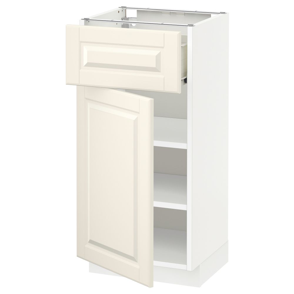 Напольный шкаф с ящиком, дверью МЕТОД / ФОРВАРА, белый, Будбин белый с оттенком - схема-чертеж с размерами