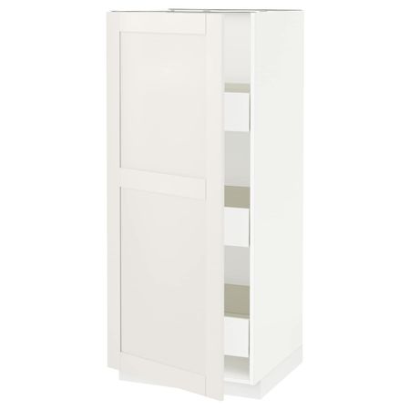 Высокий шкаф с ящиками, белый/Сэведаль белый 60x60x140 см IKEA МЕТОД / ФОРВАРА 693.837.89