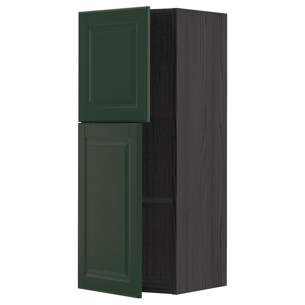 Навесной шкаф с полками/2дверцы, черный/Будбин темно-зеленый 40x100 см IKEA МЕТОД 493.132.12 - схема-чертеж с размерами