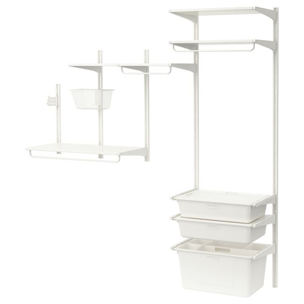 Настенная штанга/полки/контейнер АЛЬГОТ, белый (189x41x197 см) - фото 2