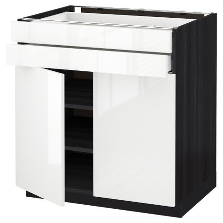 Напольный шкаф, 2 дверцы, 2 ящика МЕТОД / МАКСИМЕРА, черный, Рингульт белый