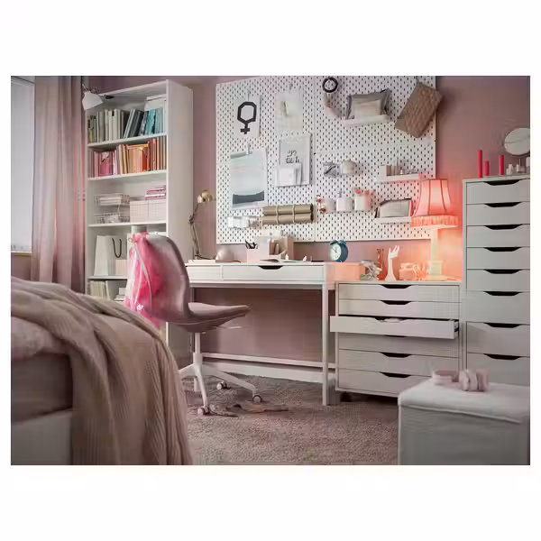 ALEX Письменный стол - белый 132x58 см - схема-чертеж с размерами