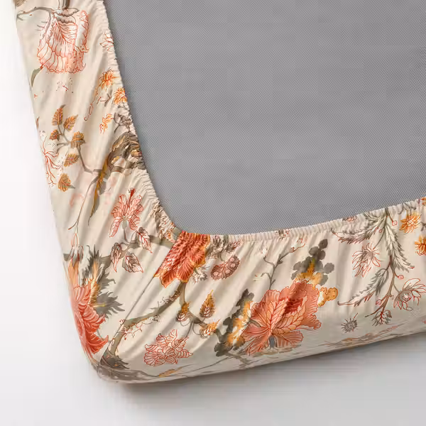 NÄSSELKLOCKA НЭССЕЛЬКЛОККА Простыня натяжная - светлый серо-бежевый 90x200 см - схема-чертеж с размерами