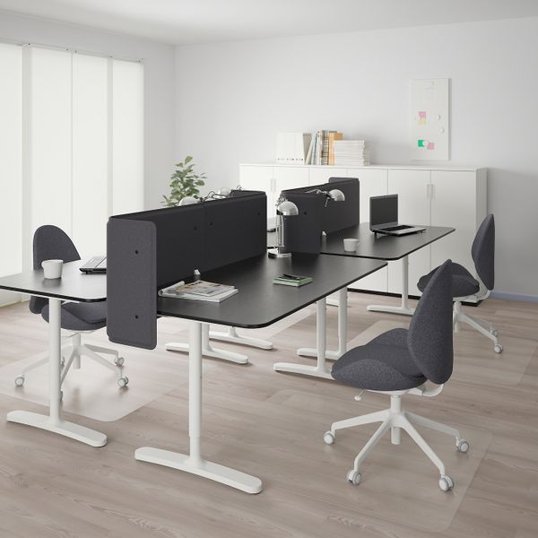 Стол с экраном, ясеневый шпон, черная морилка, белый 320x160 55 см IKEA БЕКАНТ 492.881.99 - фото 2