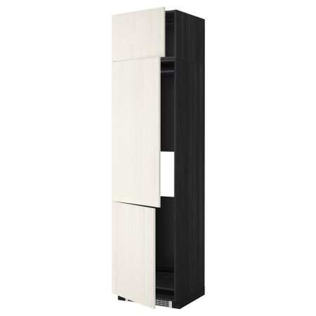 Высокий шкаф для холодильника или морозильника, с 3 дверями МЕТОД, черный, Росдаль белый