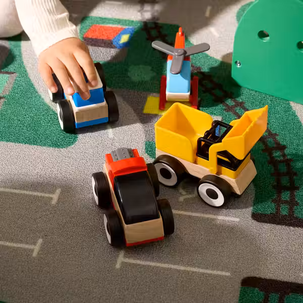 LILLABO Набор машинок, 3 предм. - экскаватор полицейская машина/гоночная машина разноцветный - фото 3