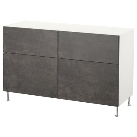 Комбинация для хранения с дверцами/ящ, белый Кэлльв/Сталларп/темно-серый под бетон 120x40x74 см IKEA BESTÅ БЕСТО 992.766.60