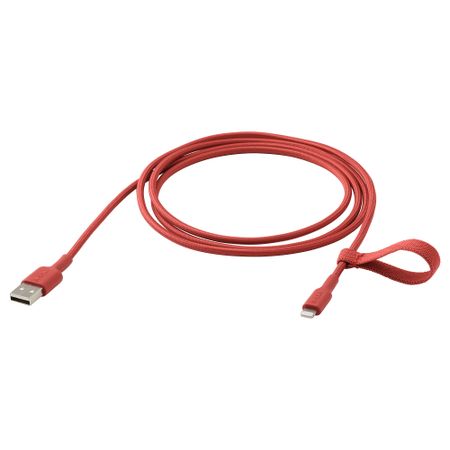 Кабель USB-A–lightning, красный, 1.5 м IKEA LILLÅNGEN ЛИЛЛОНГЕНHULT ЛИЛЛЬХУЛЬТ 305.284.96