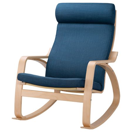 Кресло-качалка, береза/Шифтебу темно-синий IKEA POÄNG ПОЭНГ 893.987.61