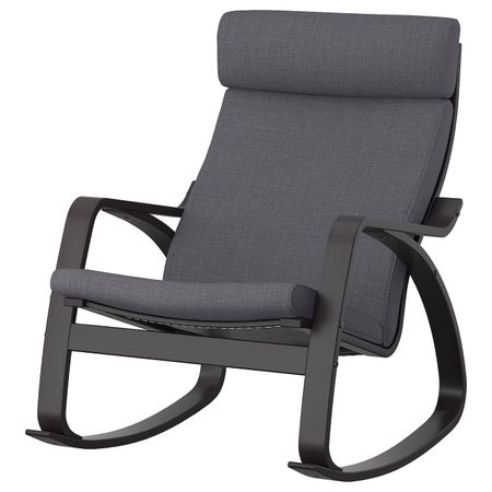 Кресло-качалка, черно-коричневый/Шифтебу темно-серый IKEA POÄNG ПОЭНГ 293.987.83