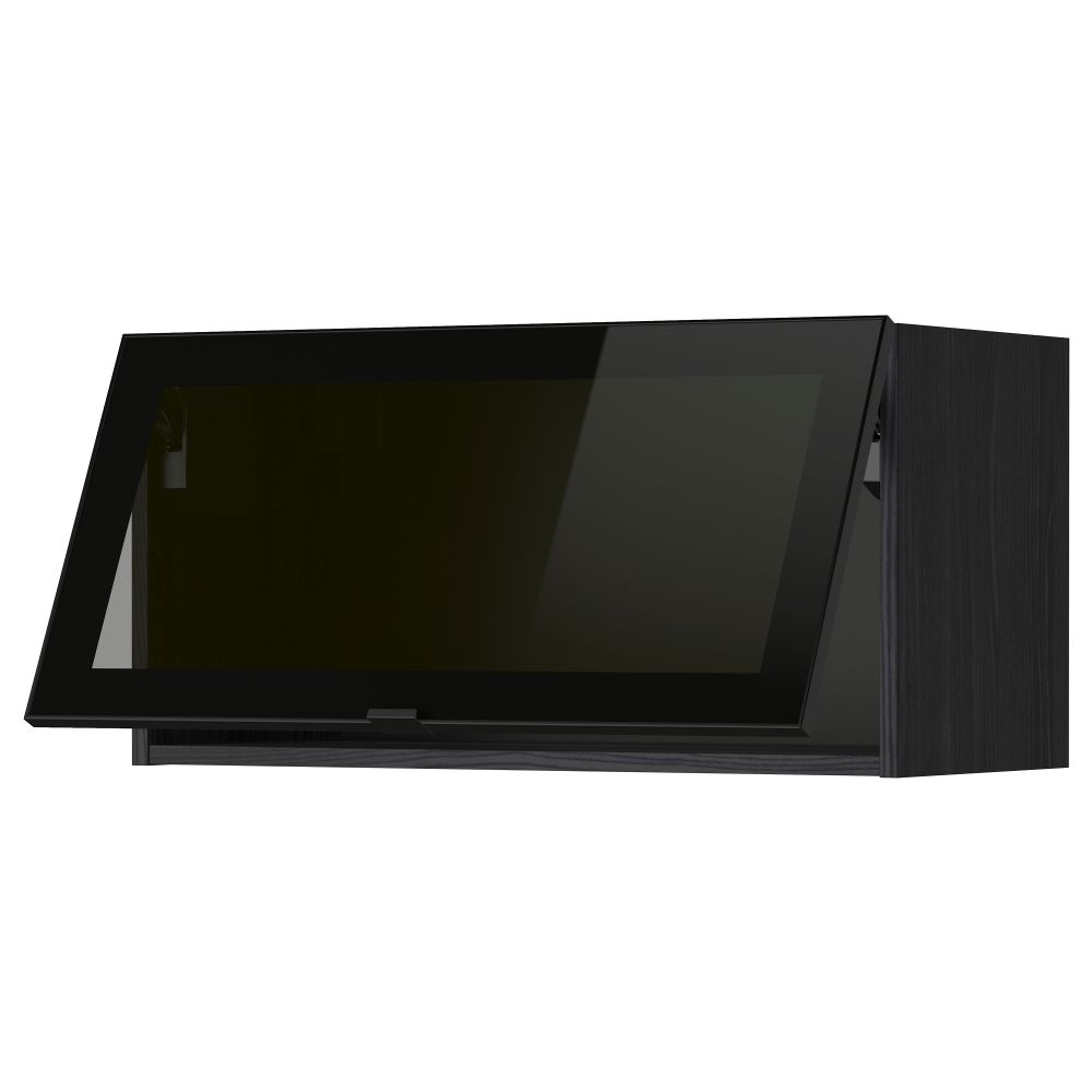 Горизонтальный навесной шкаф со стеклянной дверью МЕТОД, черный, Ютис дымчатое стекло - схема-чертеж с размерами