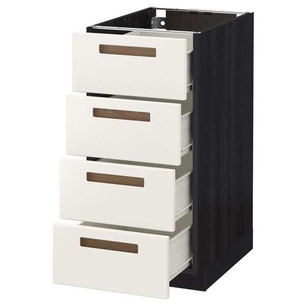 Напольный шкаф 4 фронтальных панели/4 ящика МЕТОД / ФОРВАРА, черный, Мэрста белый - схема-чертеж с размерами