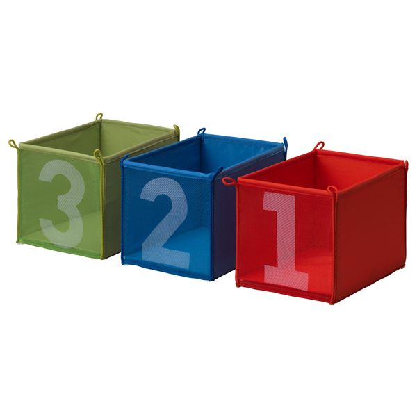 Коробка КУСИНЕР, синий/зеленый, красный - схема-чертеж с размерами