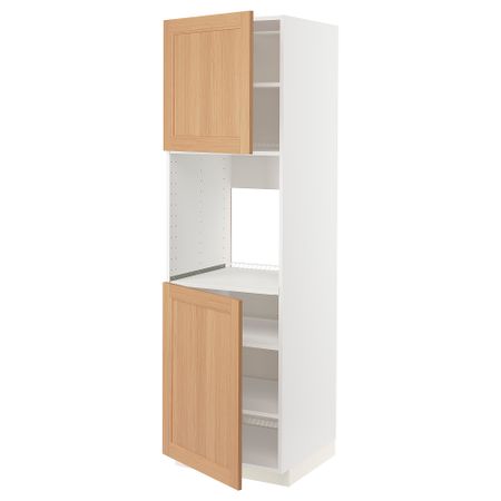 Высокий шкаф для духовки, 2 дверцы, полки, 60x60x200 cm IKEA METOD МЕТОД 194.389.30