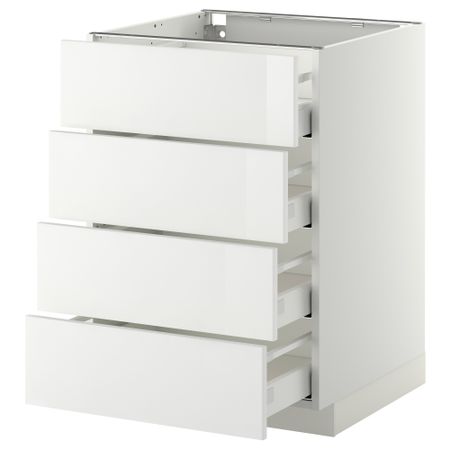 Напольный шкаф 4 фронтальных панели, 4 ящика МЕТОД / МАКСИМЕРА, белый, Рингульт белый