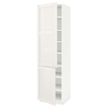 Высокий шкаф с полками, 2 дверцы, белый/Сэведаль белый 60x60x220 см IKEA METOD МЕТОД 194.452.71
