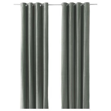 Гардины, 1 пара САНЕЛА, серо-зеленый (140x300 см)
