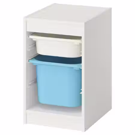 TROFAST Комбинация д/хранения+контейнеры - белый/голубой 34x44x56 см