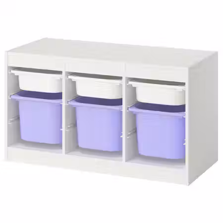 TROFAST Комбинация д/хранения+контейнеры - белый белый/сиреневый 99x44x56 см