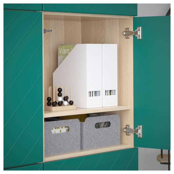 Комбинация для хранения с дверцами БЕСТО, под беленый дуб, Халлставик сине-зеленый (120x40x192 см) - схема-чертеж с размерами