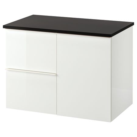 Шкаф под раковину с 3 ящиками, глянцевый белый/антрацит 82x49x60 см IKEA ГОДМОРГОН / ТОЛКЕН 292.952.28