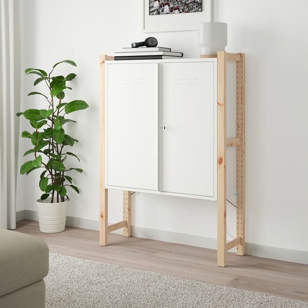 Шкаф с дверями, 89x30x124 см, сосна, белый IKEA IVAR ИВАР 892.482.05 - фото 3