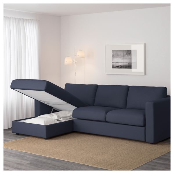 3-местный диван ВИМЛЕ, с козеткой, Оррста черно-синий - фото 3