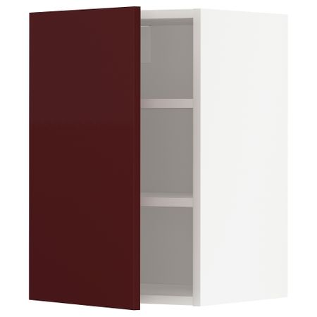 Навесной шкаф с полками, 40x60 см, белый Kallarp, глянцевый темный красно-коричневый IKEA METOD МЕТОД 994.595.46