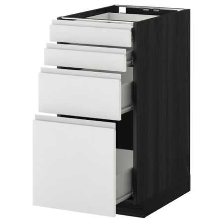 Напольный шкаф 4 фронтальных панели, 4 ящика МЕТОД / ФОРВАРА, черный, Нодста белый