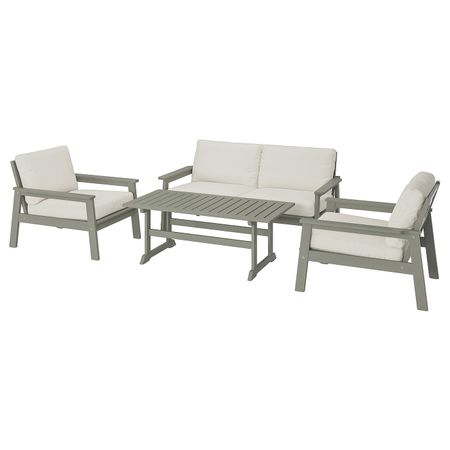 4-местный комплект садовой мебели, серый морилка/ФРЁСЁН/ДУВХОЛЬМЕН бежевый IKEA BONDHOLMEN БОНДХОЛЬМЕН 793.237.66