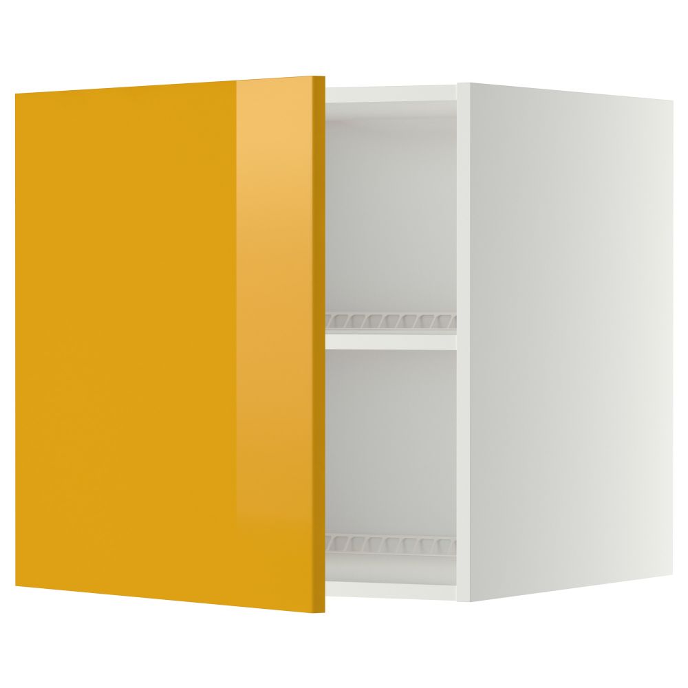 Верхний шкаф на холодильник, морозильник МЕТОД, белый, Ерста желтый - схема-чертеж с размерами