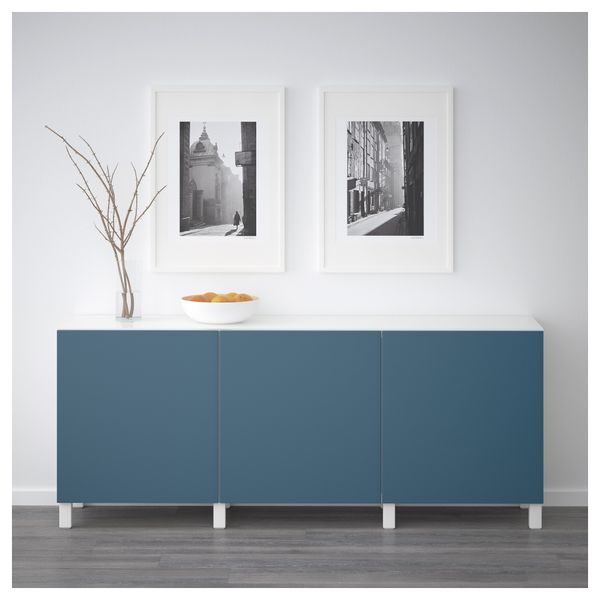 Комбинация для хранения с дверцами БЕСТО, белый, Вальвикен темно-синий (180x40x74 см) - схема-чертеж с размерами