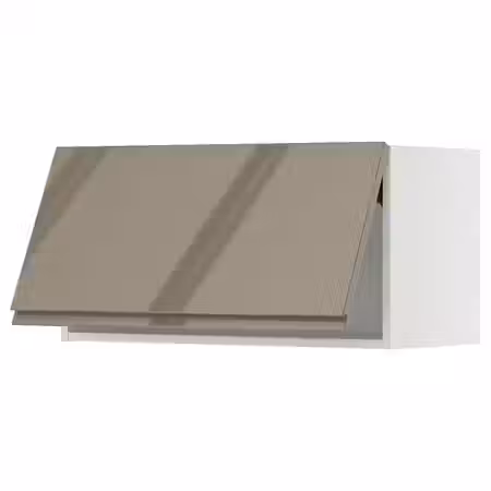 METOD Горизонтальный навесной шкаф - белый/Voxtorp глянцевый темный серо-коричневый 80x40 см