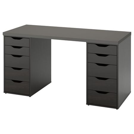 Письменный стол, темно-серый/черно-коричневый 140x60 см IKEA LAGKAPTEN ЛАГКАПТЕН / ALEX АЛЕКС 194.319.19
