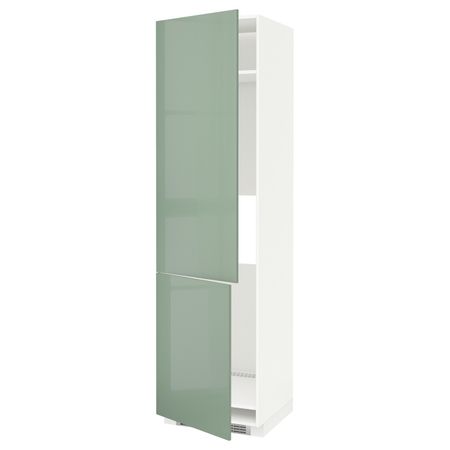 Высокий шкаф для/холод/мороз/2дверцы, белый, Калларп светло-зеленый, 60x60x220 см IKEA МЕТОД 592.256.20