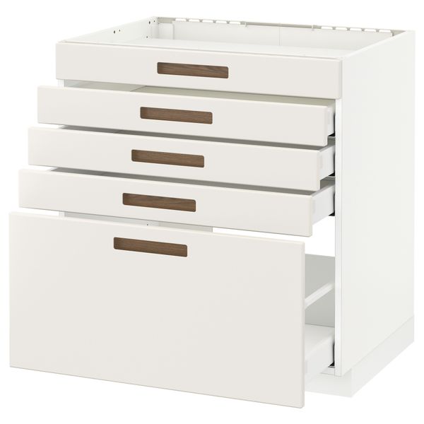 Напольный шкаф для варочной панели, 5 фасадов, 4 ящиков МЕТОД / МАКСИМЕРА, белый, Мэрста белый - схема-чертеж с размерами