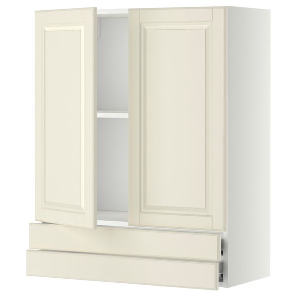 Навесной шкаф, 2 дверцы, 2 ящика МЕТОД / ФОРВАРА, белый, Будбин белый с оттенком - фото 1