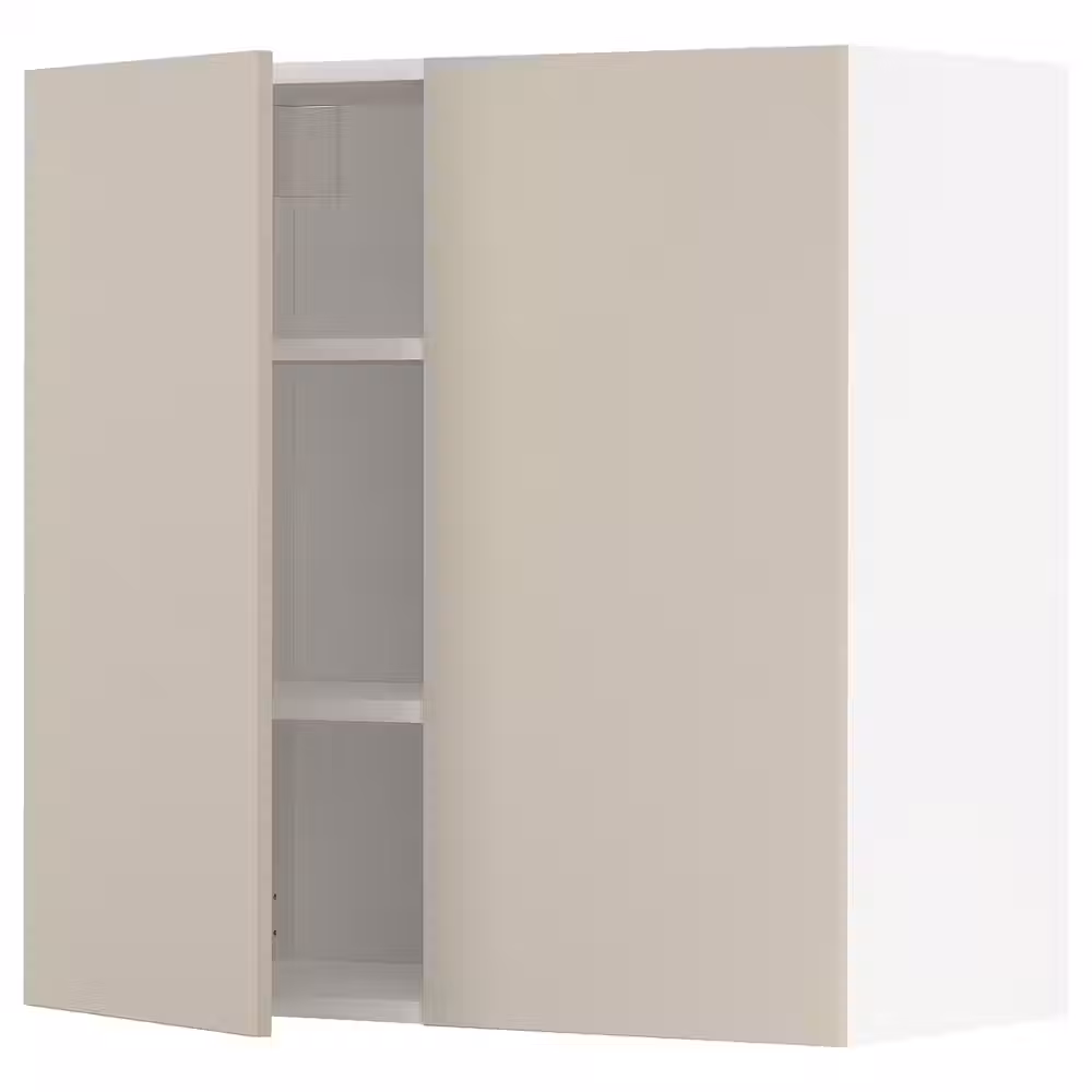 METOD Навесной шкаф с полками/2дверцы - белый/Havstorp бежевый 80x80 см - фото 1