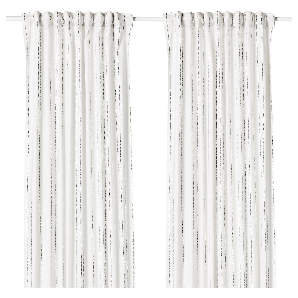 Гардины, 1 пара ЭББАЛИЗА, белый, черный (145x300 см) - фото 1