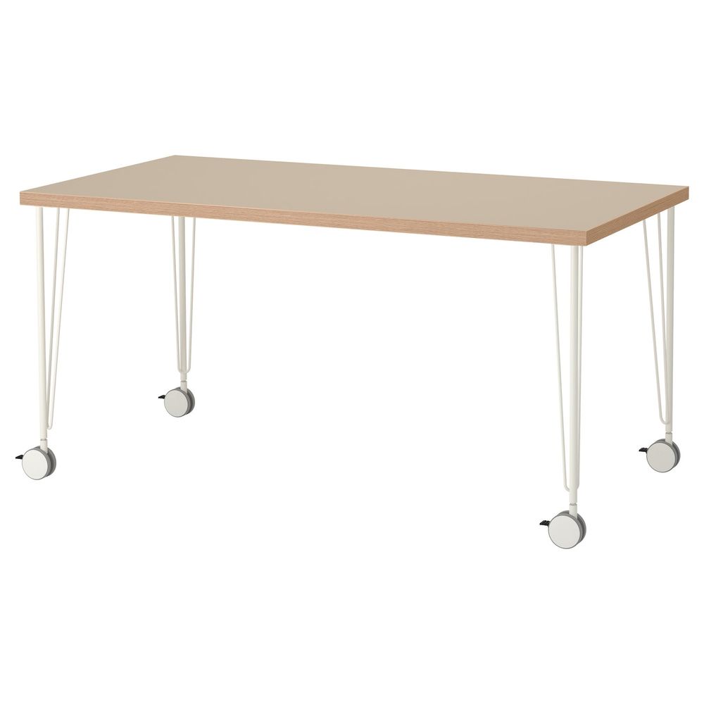Стол, бежевый, белый, 150x75 см IKEA ЛИННМОН / КРИЛЛЕ 492.793.26 - фото 1
