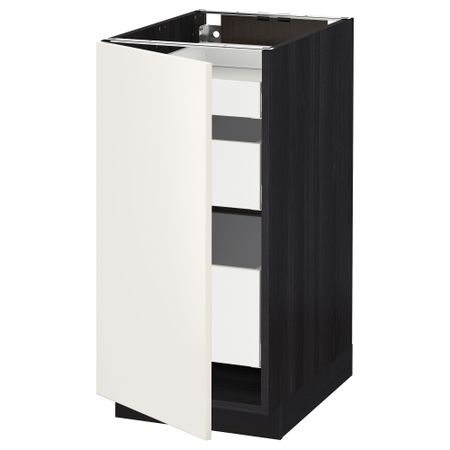 Напольный шкаф с 1 дверцей, 3 ящика МЕТОД / МАКСИМЕРА, черный, Веддинге белый