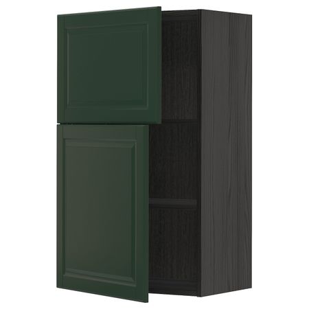 Навесной шкаф с полками/2дверцы, черный/Будбин темно-зеленый 60x100 см IKEA МЕТОД 093.132.14