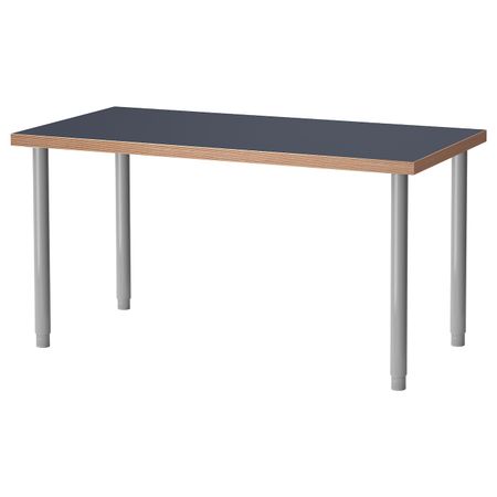 Стол, синий, серебристый, 120x60 см IKEA ЛИННМОН / ОЛОВ 293.047.08