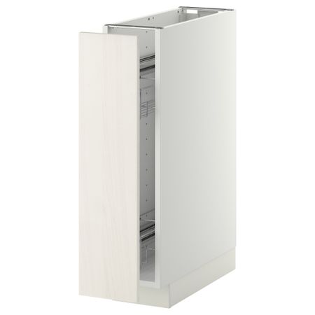 Напольный шкаф, выдвижной внутрений элемент МЕТОД, белый, Росдаль белый (20x60 см)