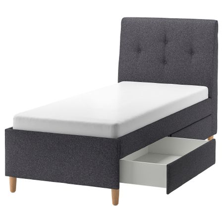 Кровать с отделением для хранения, Gunnared темно-серый, 90x200 см IKEA IDANÄS ИДАНЭС 104.596.20