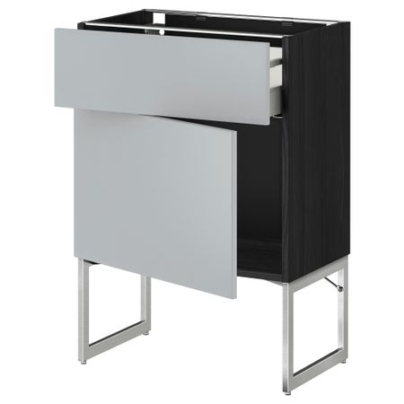 Напольный шкаф с ящиком, дверью МЕТОД / МАКСИМЕРА, черный, Веддинге серый