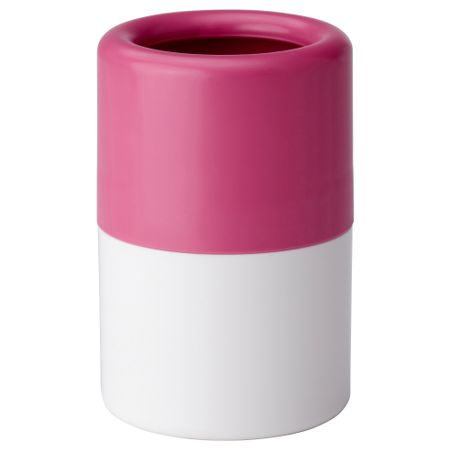 Стакан для зубных щеток ЛОСШЁН, розовый/белый