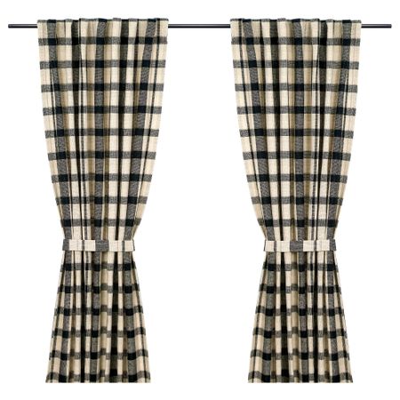 Гардины, 1 пара КОРАЛЛРОТ, бежевый, клетка (145x300 см)